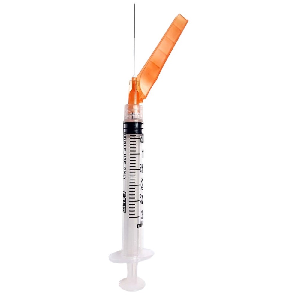 Syringe Safety 3cc LL w/Safety Needle Securetouch 25G x 1-1/2 inch latex free (50/BX 8BX/CS) by Exel Corporation  ID 27112